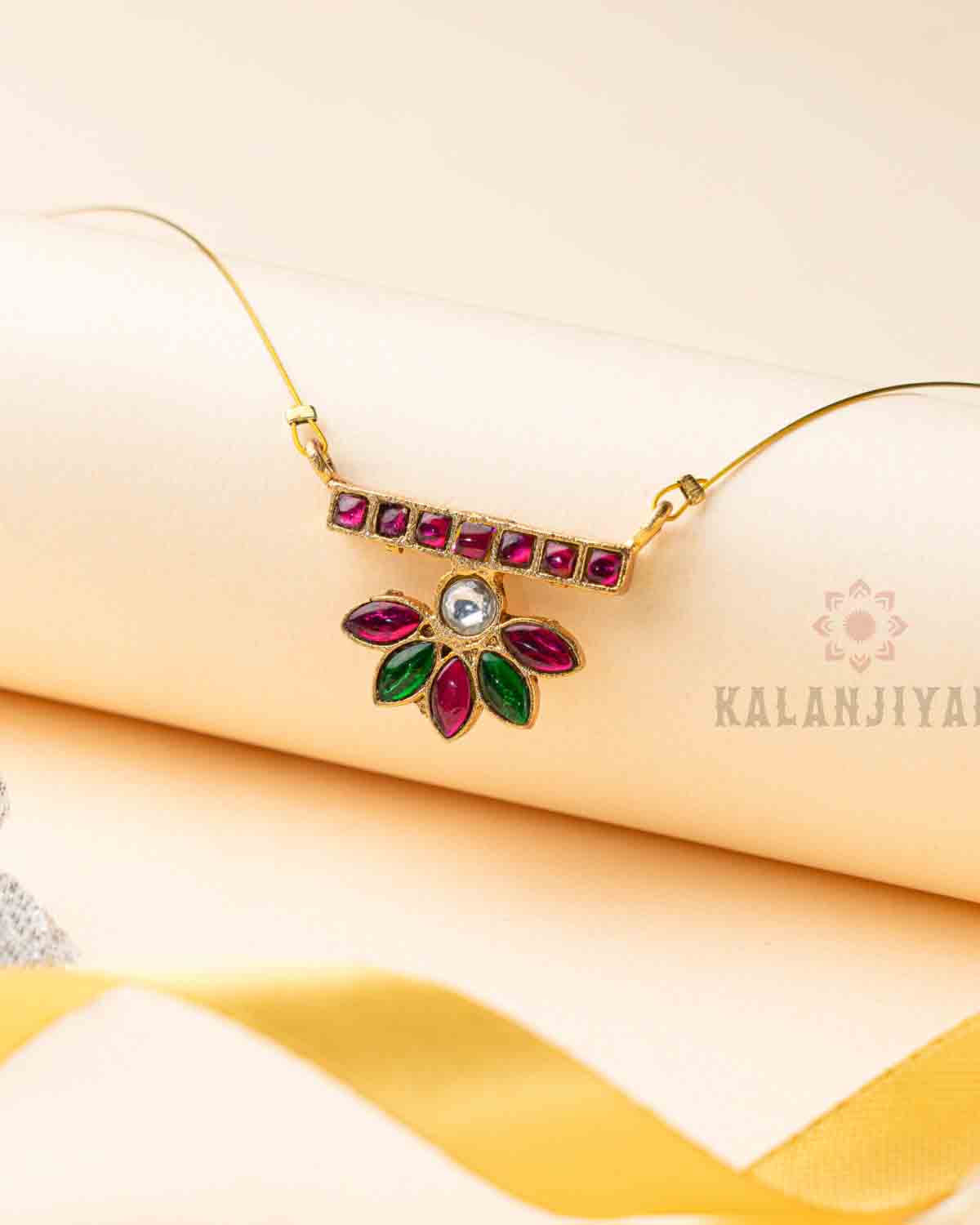 Floral Rectangle Jadau Neckpiece