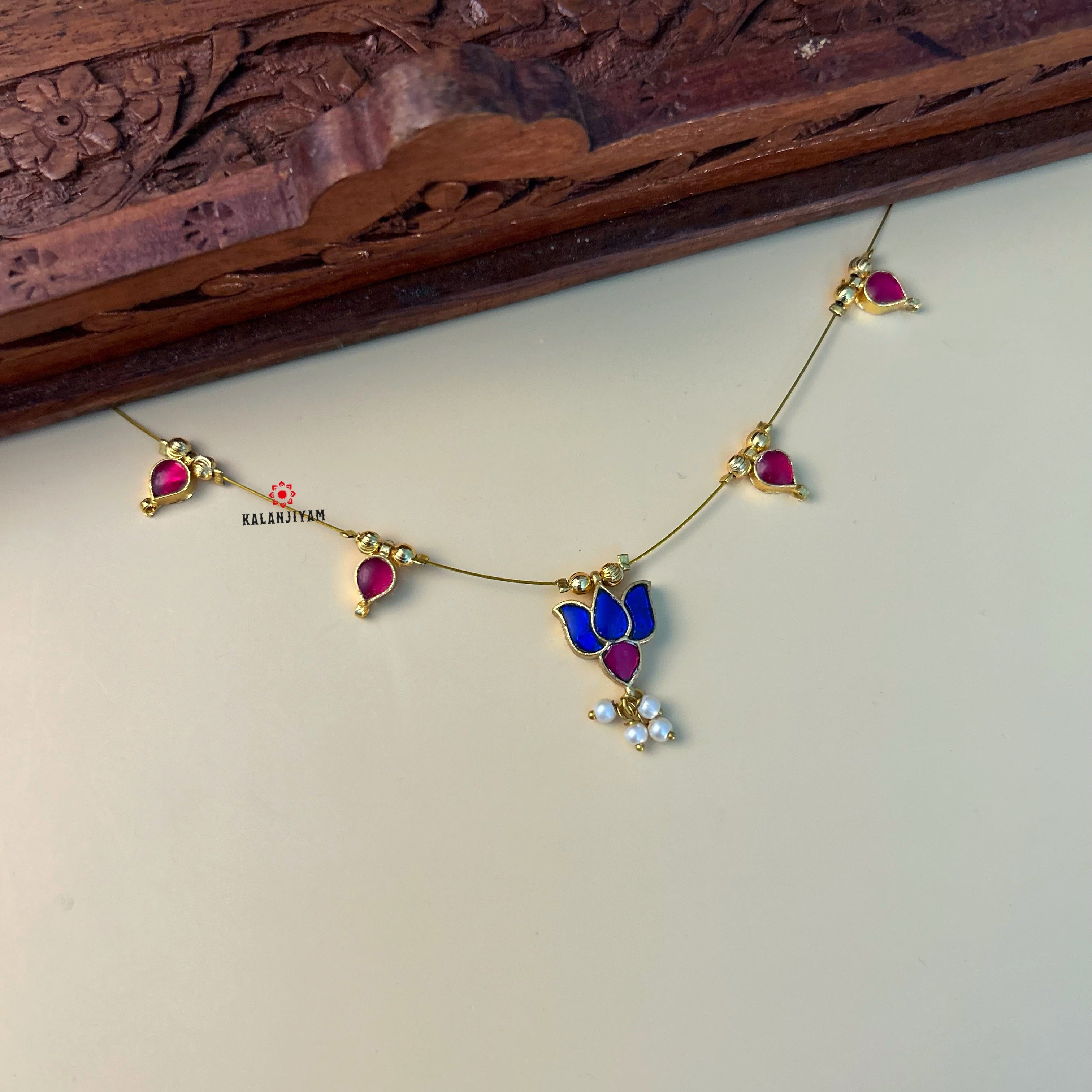 Lotus Neckpiece With Charms - Medium