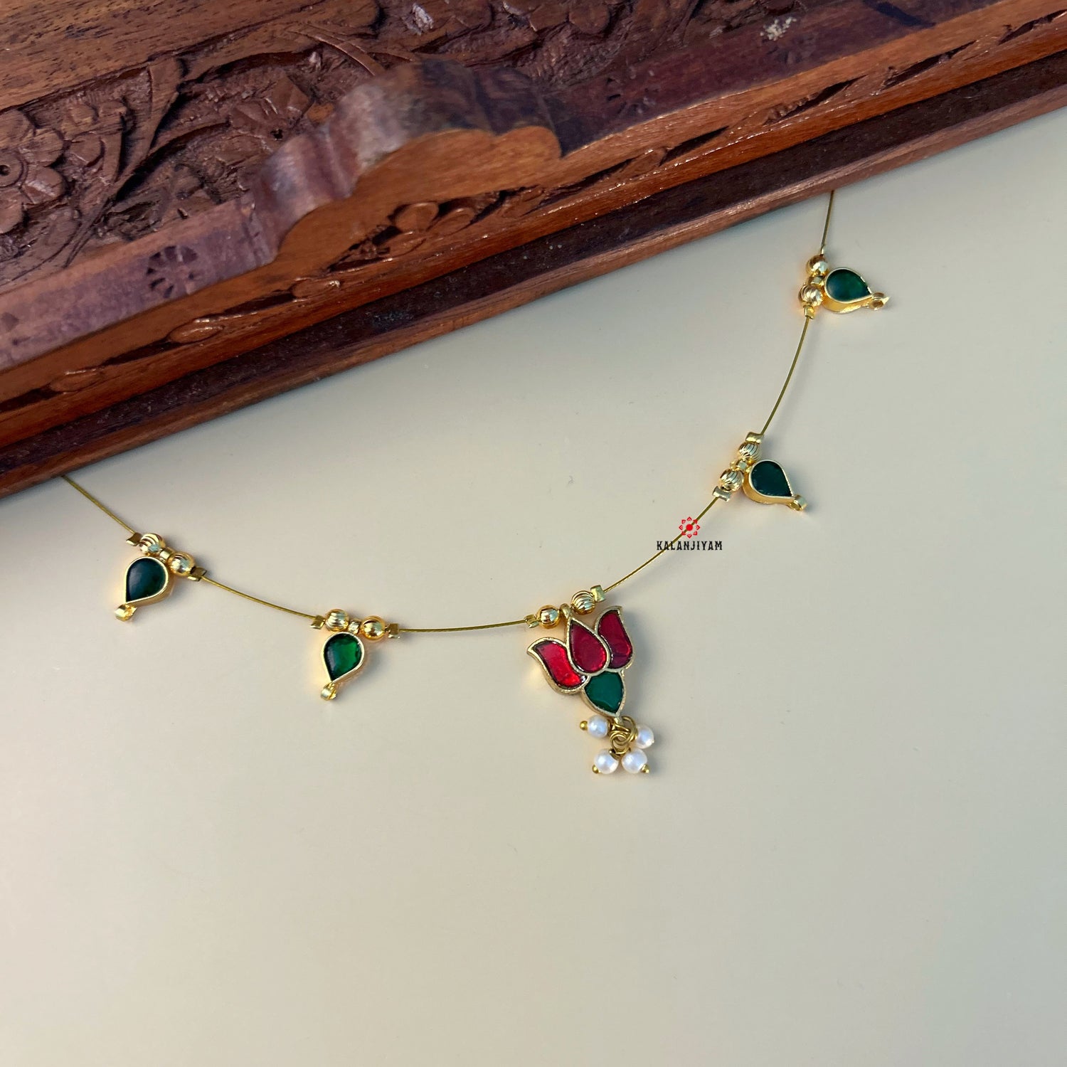 Lotus Neckpiece With Charms - Medium