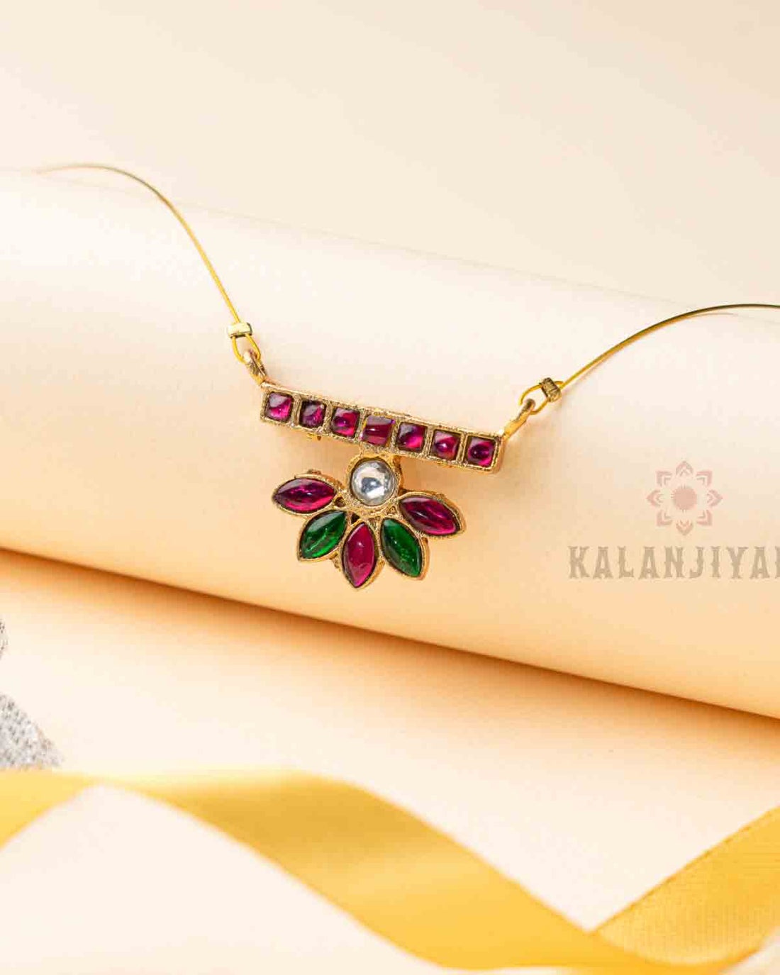 Floral Rectangle Jadau Neckpiece