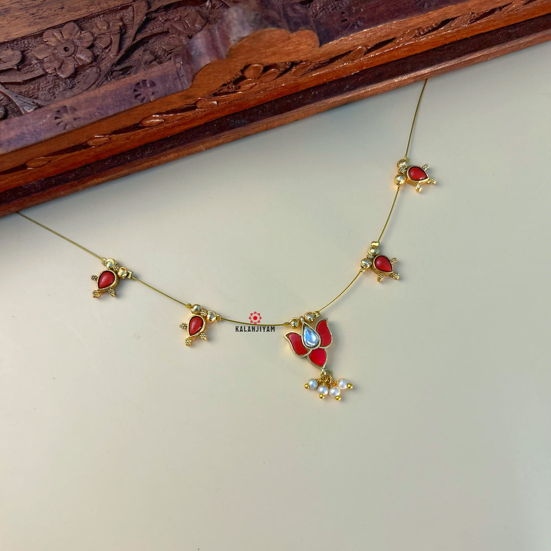Lotus Neckpiece With Charms - Medium