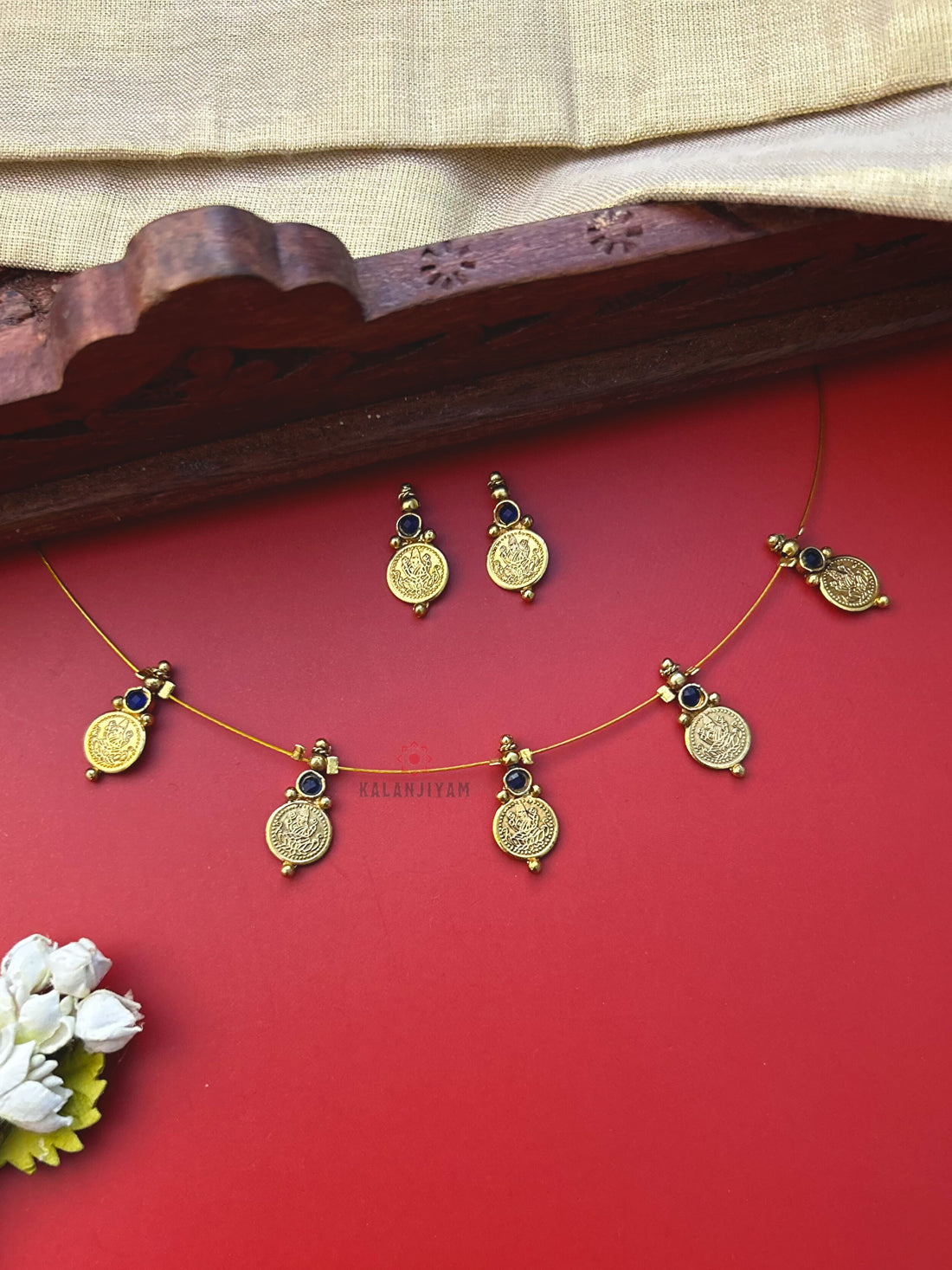 Blue Lakshmi Coin Neckpiece Set