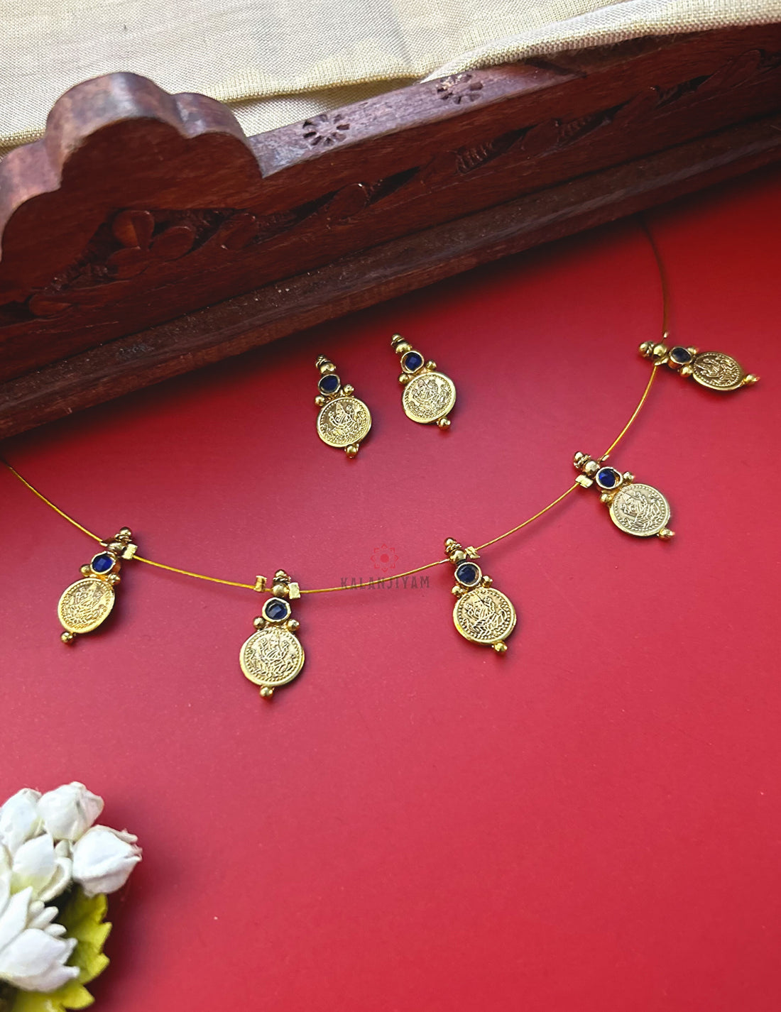 Blue Lakshmi Coin Neckpiece Set